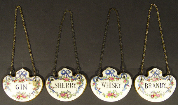 Appraisal: Set of four Crown Staffordshire china decanter labels each hand