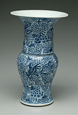 Appraisal: Chinese blue and white vase trumpet baluster phoenixes and flowers