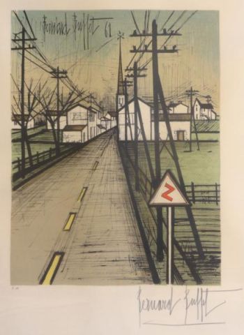 Appraisal: BUFFET Bernard Lithograph La Petite Route Pencil signed lower right