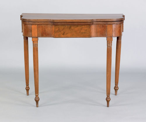 Appraisal: Philadelphia Sheraton mahogany card table ca the rectangular top with