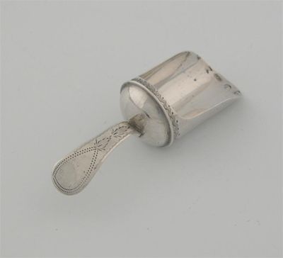 Appraisal: A George III caddy scoop engraved stem by Cocks Betteridge