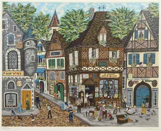 Appraisal: C Eaton th century Rue Provencal offset color lithograph AP