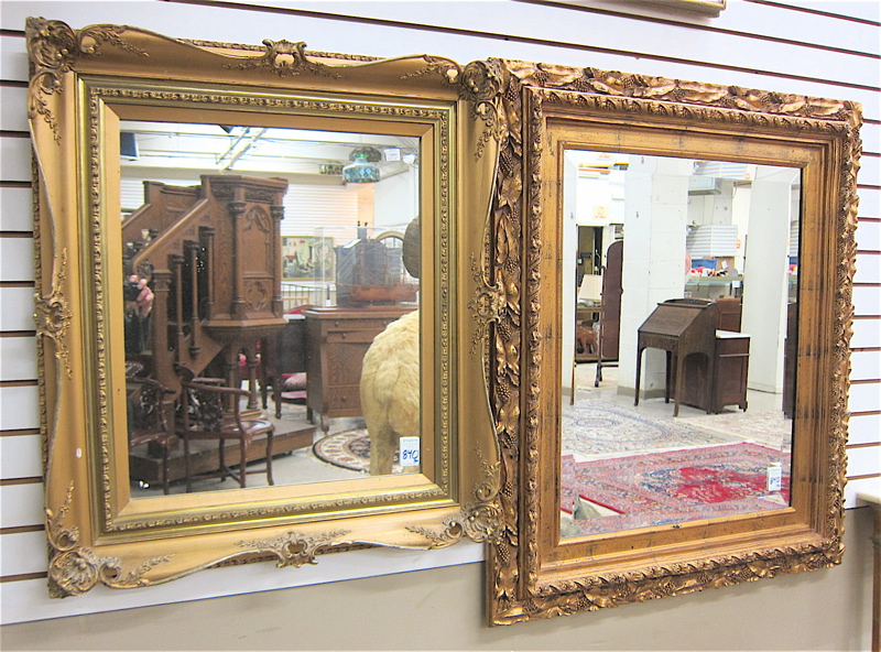 Appraisal: TWO RECTANGULAR MIRRORS WITH GILT WOOD AND GESSO FRAMES the