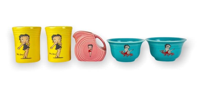 Appraisal: pcs Betty Boop Fiesta Ware Bowls Cups Pitcher Creamer Yellow