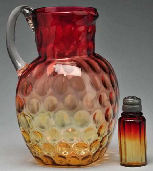 Appraisal: Lot of Art Glass Pieces Description Includes one amberine pitcher