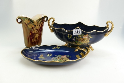 Appraisal: Carlton oval boat shaped dish and a Crown Devon vase