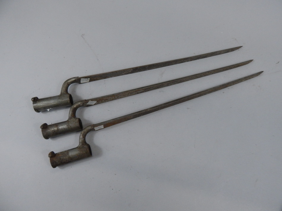 Appraisal: Three early thC socket bayonets probably from the Thoresby Volunteer