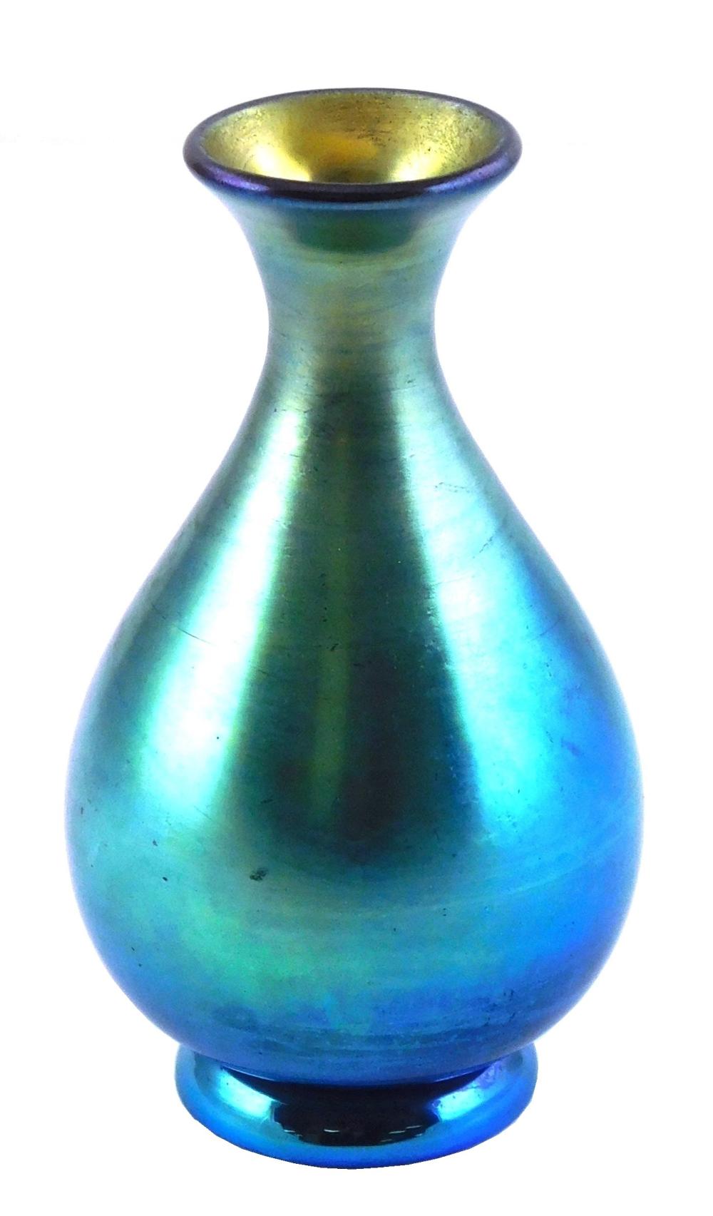 Appraisal: Steuben Blue Aurene vase form graduated iridescent finish in gold