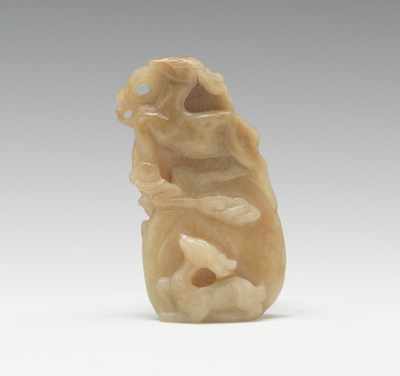 Appraisal: Carved Jade Stag and Deer A jade carving of a