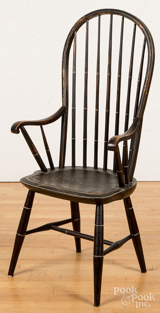 Appraisal: New England hoopback Windsor armchair New England hoopback Windsor armchair