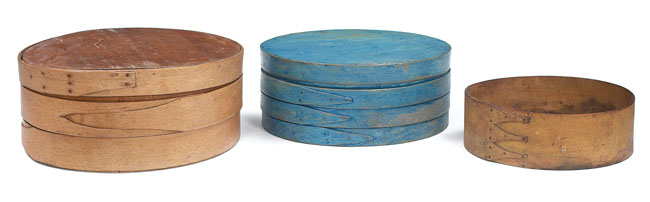 Appraisal: Shaker storage boxes group of three including a three-finger spit