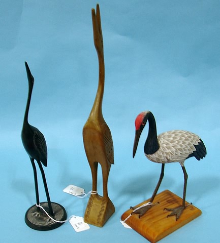 Appraisal: Group of wading Shore birds - wood carved cast metal