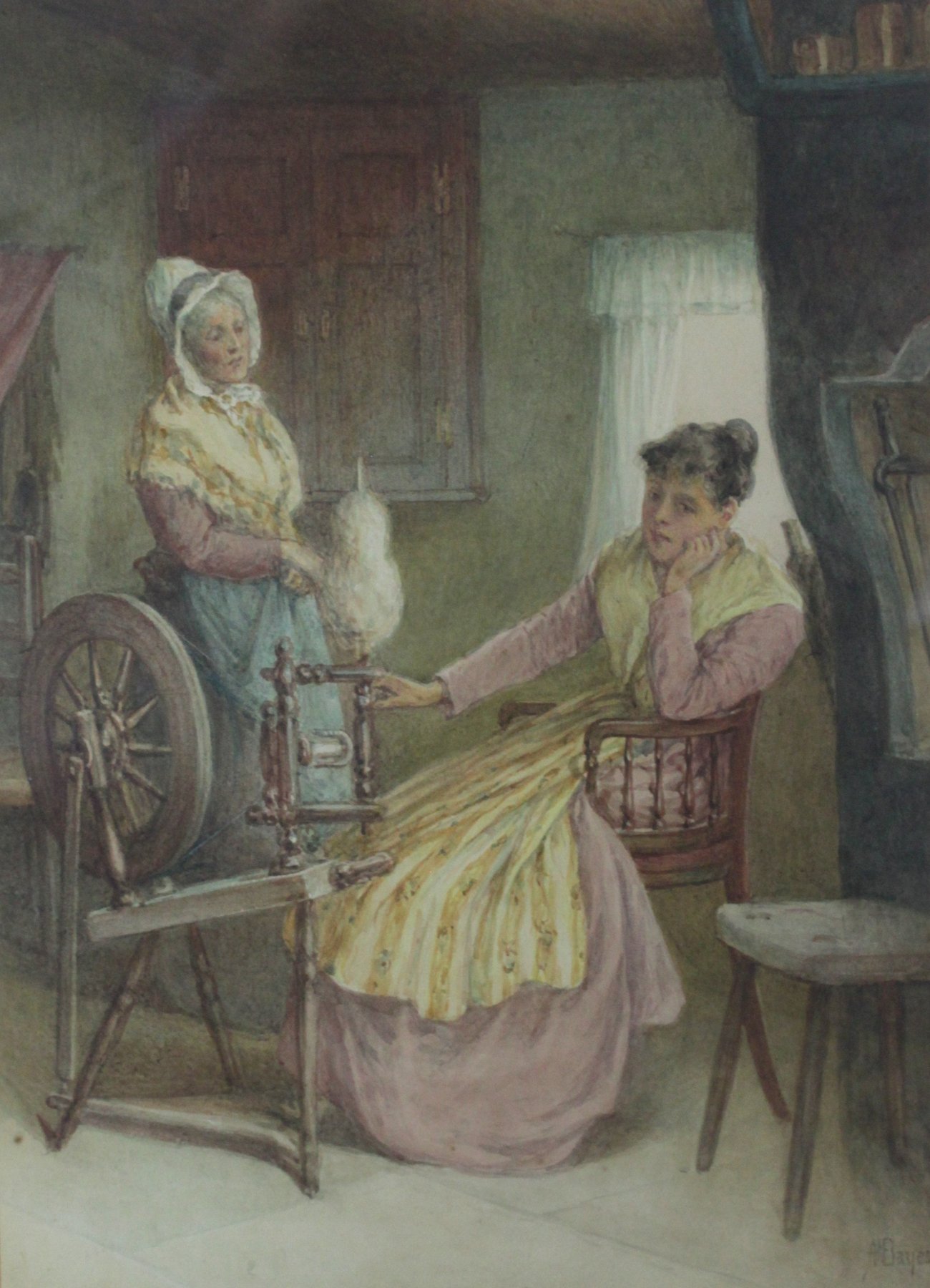 Appraisal: A A Baynes Young Lady Spinning signed watercolour cm x