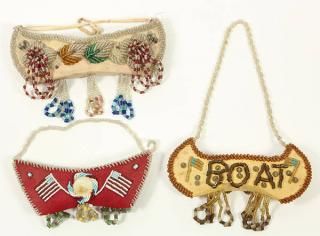 Appraisal: lot of Iroquois beaded canoe whimsy group circa executed in