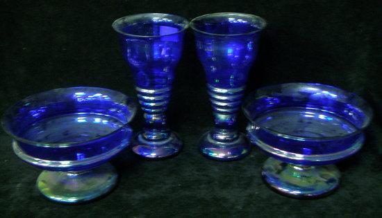 Appraisal: A pair blue glass vases cm high and a pair