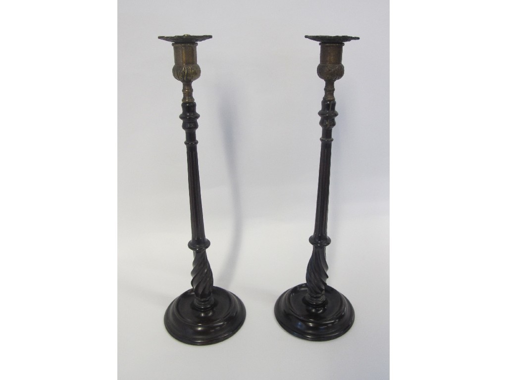 Appraisal: Pair of Georgian carved wooden candl