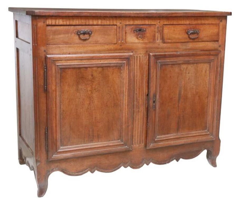 Appraisal: French Louis XV period walnut sideboard th c having three