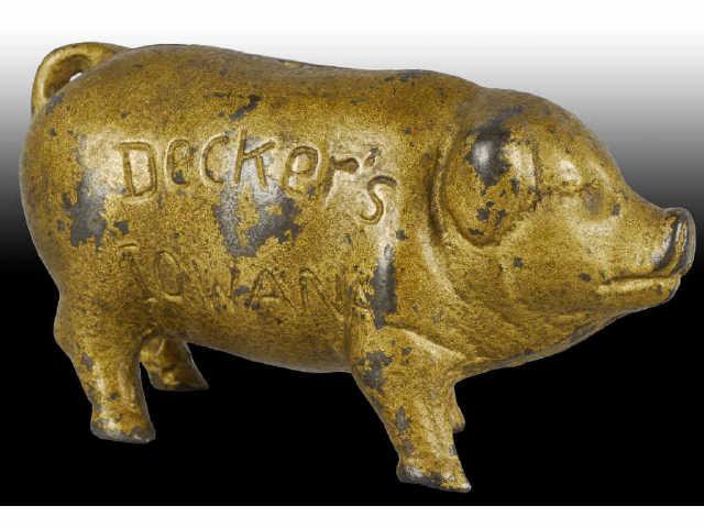 Appraisal: Cast Iron Decker's Iowana Pig Still Bank Description Made in