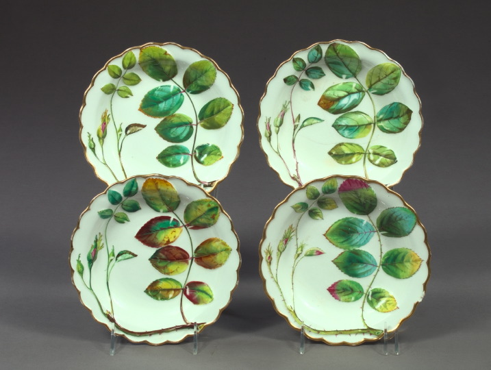 Appraisal: Set of Four Royal Worcester Porcelain Polychromed Gilt-Edged Porcelain Blind