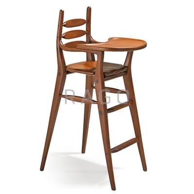 Appraisal: ARTHUR ESPENET CARPENTER - Sculpted walnut high chair Bolinas CA