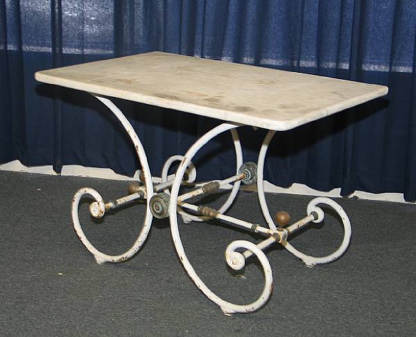 Appraisal: A French painted iron baker's table late th century height