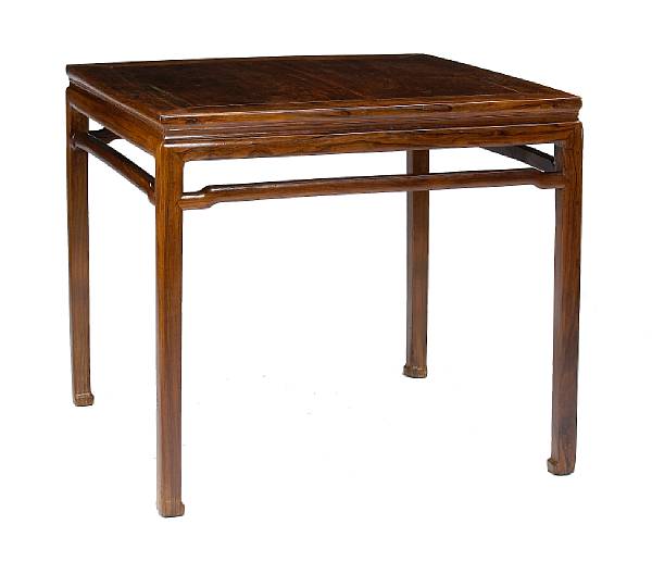 Appraisal: A huanghuali corner leg square table Fangzhuo th th Century