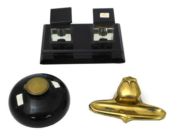 Appraisal: Two Art Deco inkwell desk sets and an early th