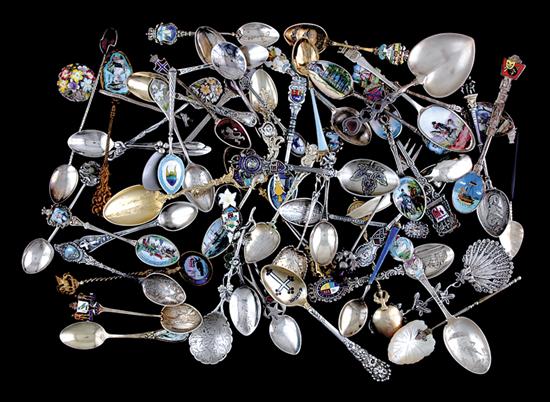 Appraisal: Collection silver souvenir and novelty spoons mid th centuryvarious nationalities