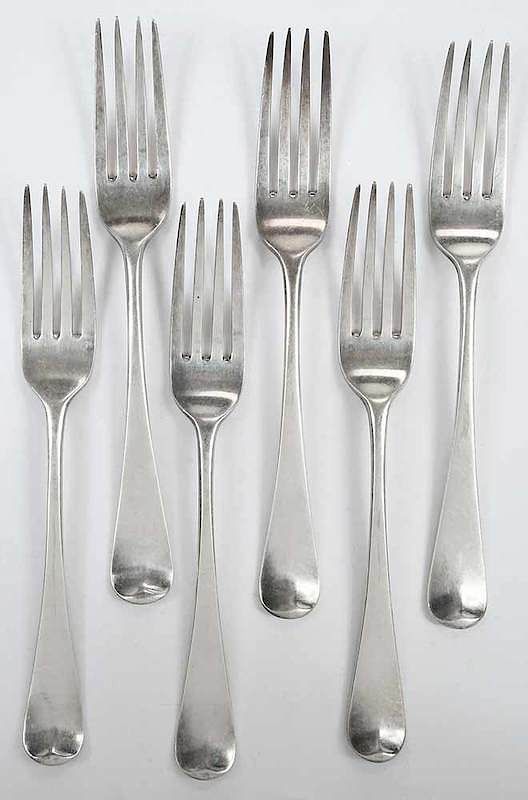 Appraisal: Six George III English Silver Flatware Pieces London all with