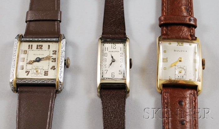 Appraisal: Three Wristwatches two Bulova one kt gold and a Hamilton