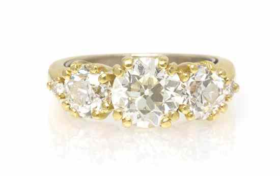 Appraisal: An Karat Yellow Gold and Diamond Ring containing one old