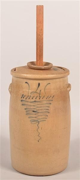 Appraisal: Unsigned Four Gallon Stoneware Butter Churn Unsigned Four Gallon Stoneware