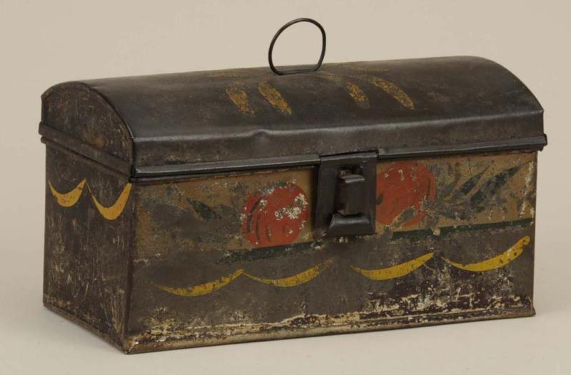 Appraisal: Pennsylvania Tole Decorated Document Box Description Retains traces of original