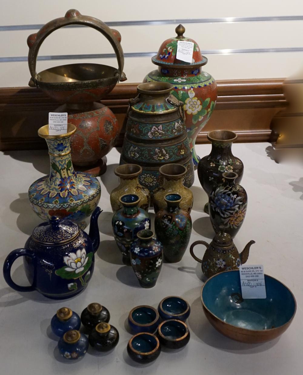 Appraisal: Collection of Assorted Cloisonn Enamel Table Articles Predominantly Vases