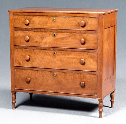 Appraisal: Tennessee cherry Federal chest figured cherry with poplar secondary four