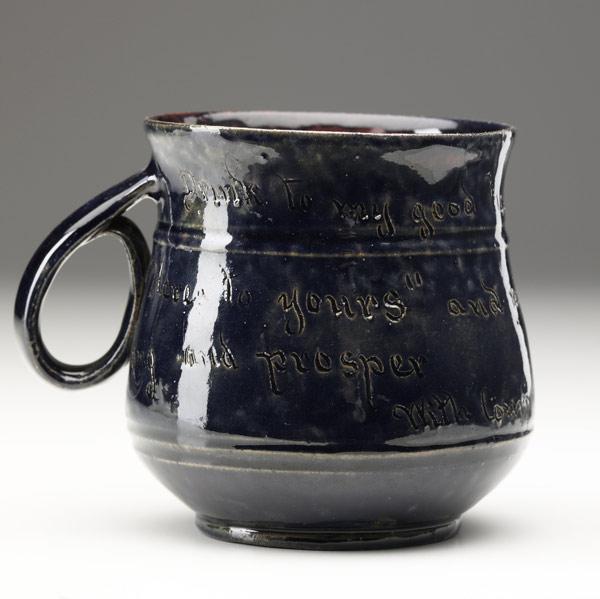 Appraisal: GEORGE OHRJoe Jefferson mug incised Drink to my good health