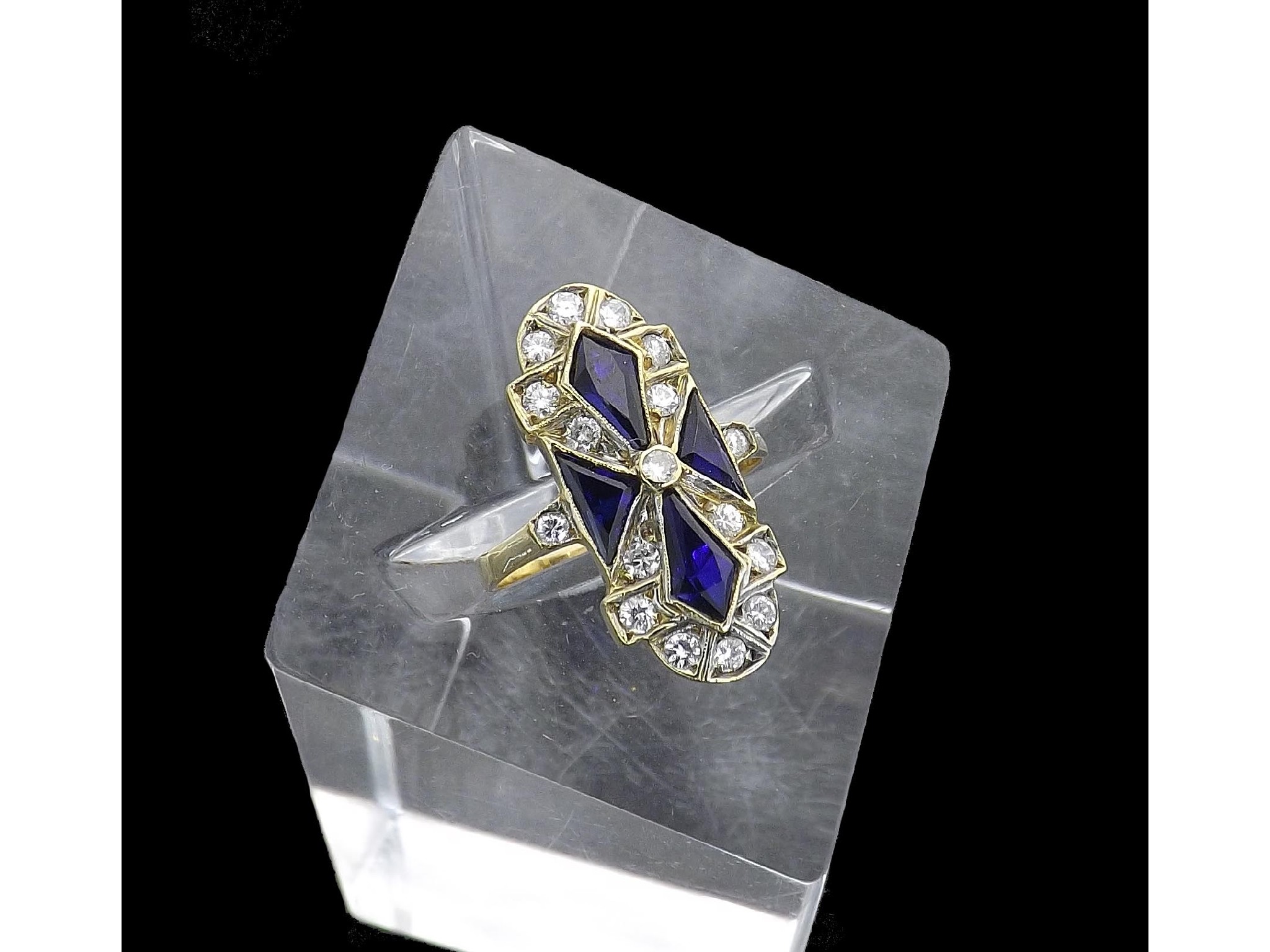 Appraisal: SW Art Deco style synthetic sapphire and diamond set dress