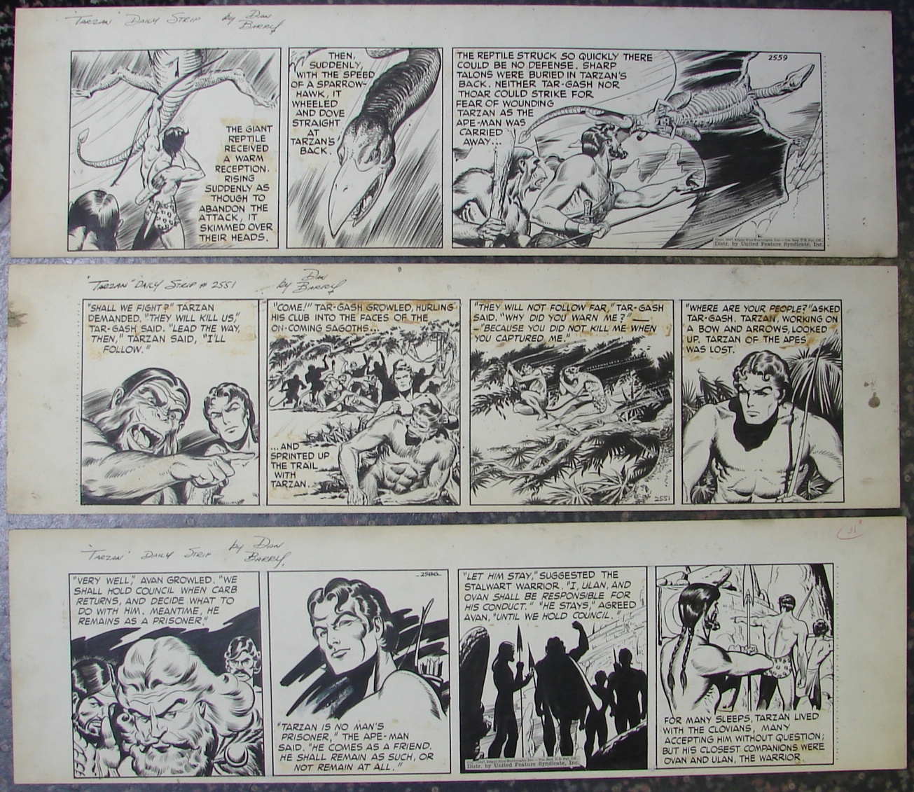 Appraisal: Dan Barry American th century TARZAN DAILY COMIC ORIGINAL ART