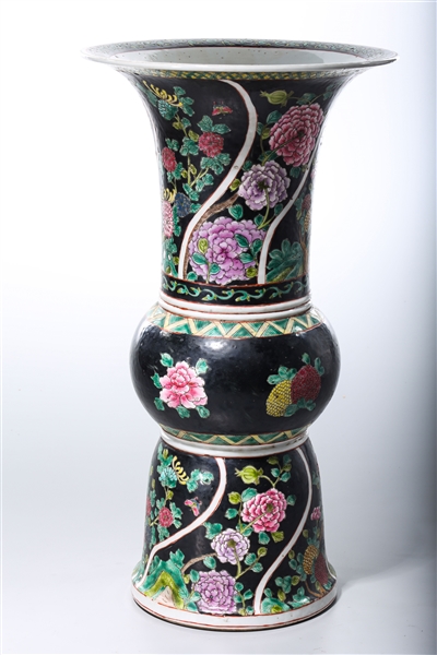 Appraisal: Chinese famille verte porcelain gu-form vase with famille rose floral