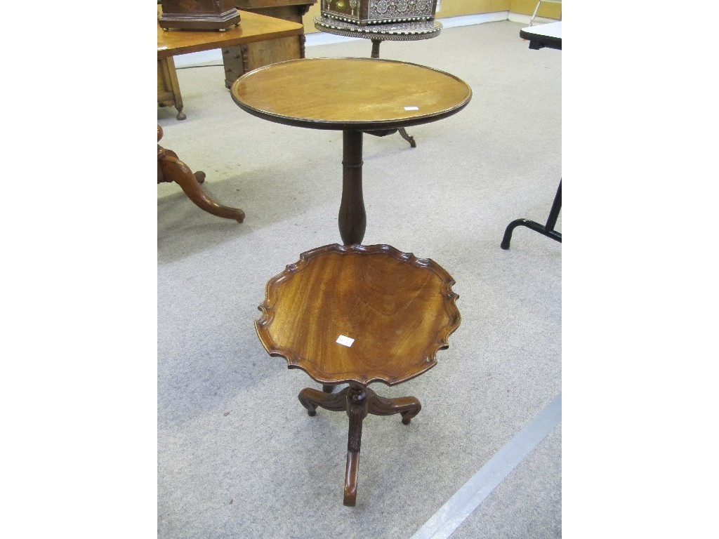 Appraisal: Mahogany tripod table and a wine table