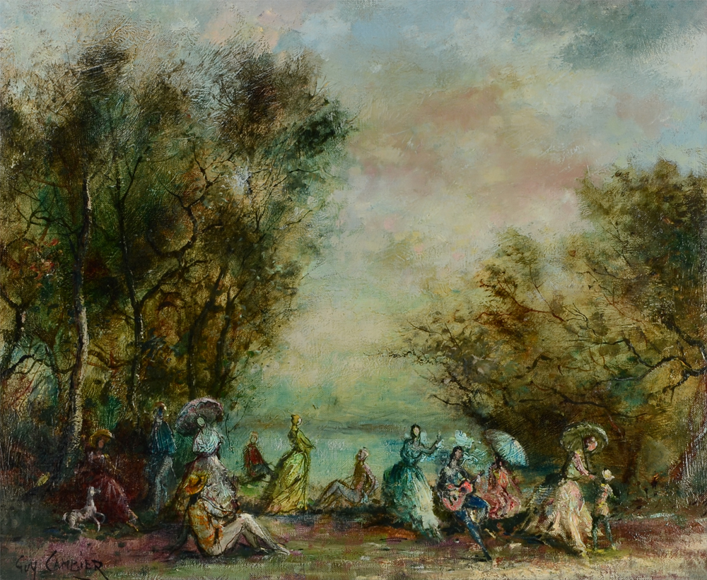 Appraisal: CAMBIER Guy French - ''Personnages dans un Parc'' Picnic Scene