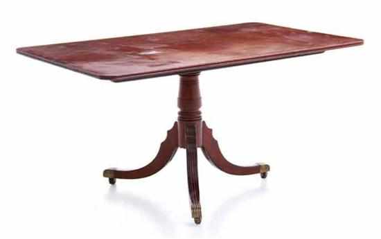 Appraisal: Regency mahogany breakfast table circa rectangular top with reeded edge