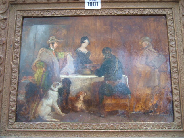 Appraisal: Follower of Sir Edwin Landseer Figures in the interior of