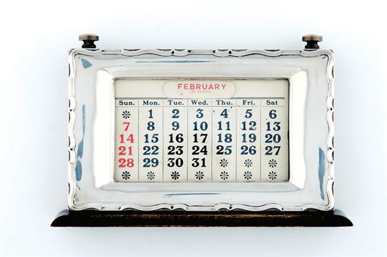 Appraisal: Edwardian sterling desk calendar Birmingham dated H W D Condition