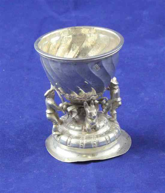 Appraisal: A th century continental silver egg cup with wrythen body