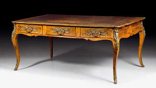 Appraisal: LARGE BUREAU-PLAT Louis XV stamped CAREL Jacques Philippe Carel maitre