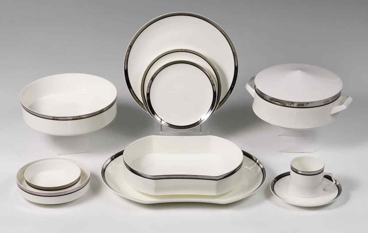 Appraisal: MIKASA ''SOLITUDE'' FINE CHINA SERVICE FOR Black and platinum border