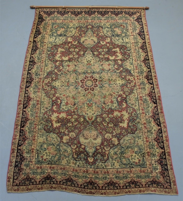 Appraisal: ORIENTAL PERSIAN LAVAR KERMAN SILK WOOL CARPET RUG Persia th