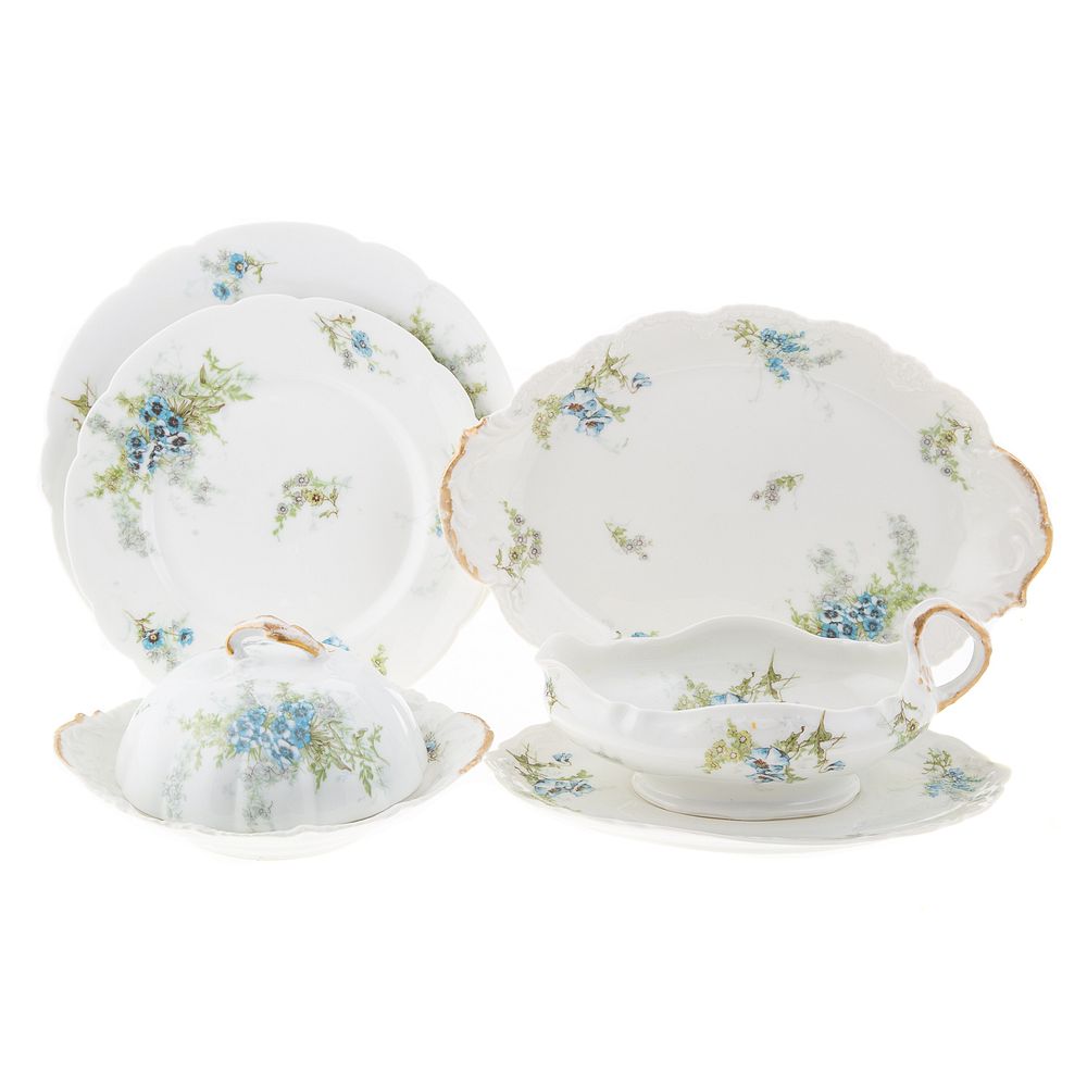 Appraisal: Limoges Floral Decorated Partial Dinner Service Approx pieces includes dinner