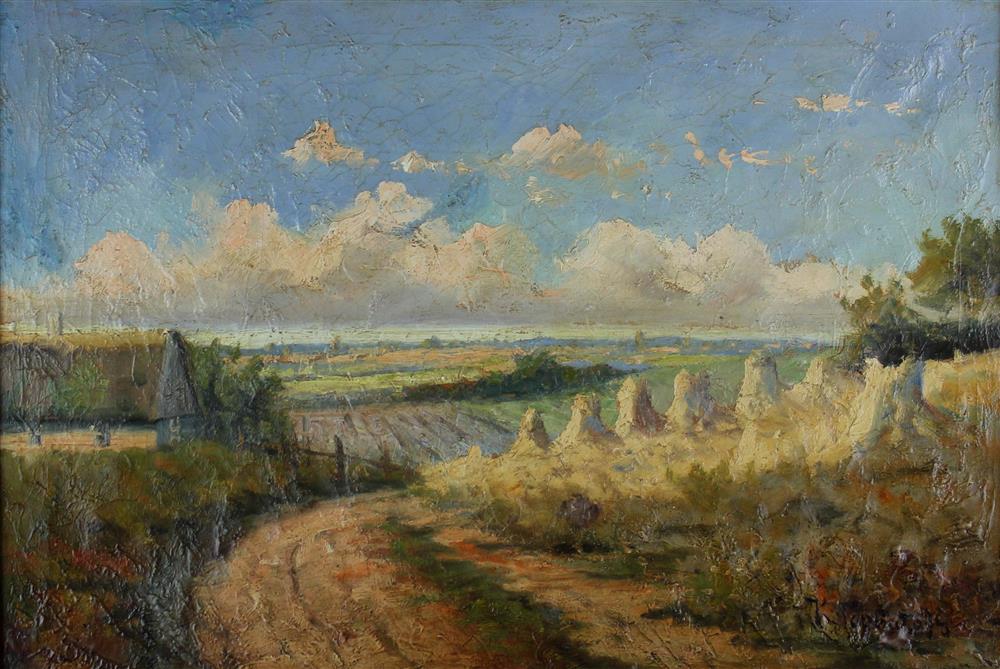 Appraisal: STLYE OF KONSTANTIN GORBATOV RUSSIAN - VILLAGE LANDSCAPE Oil on